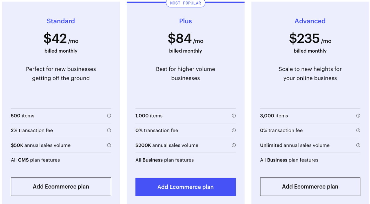 webflow ecommerce pricing