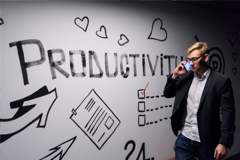 Picture with productivity on the wall