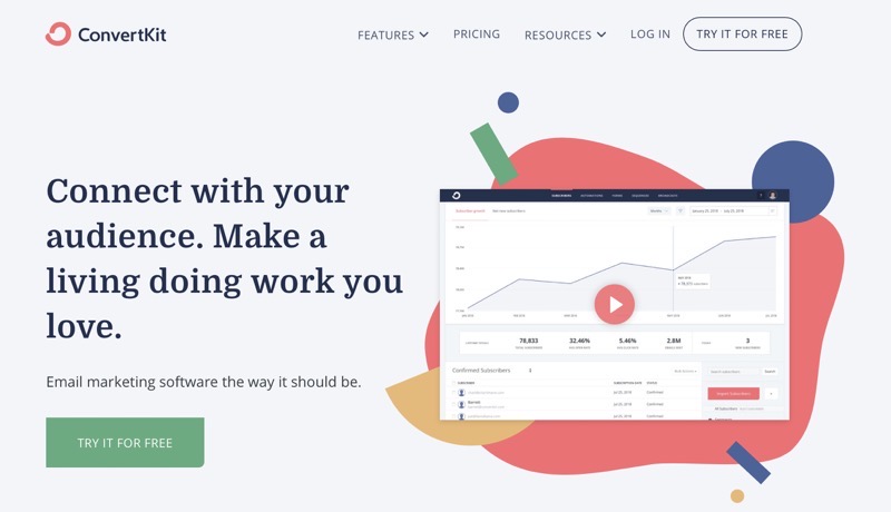 Convertkit homepage