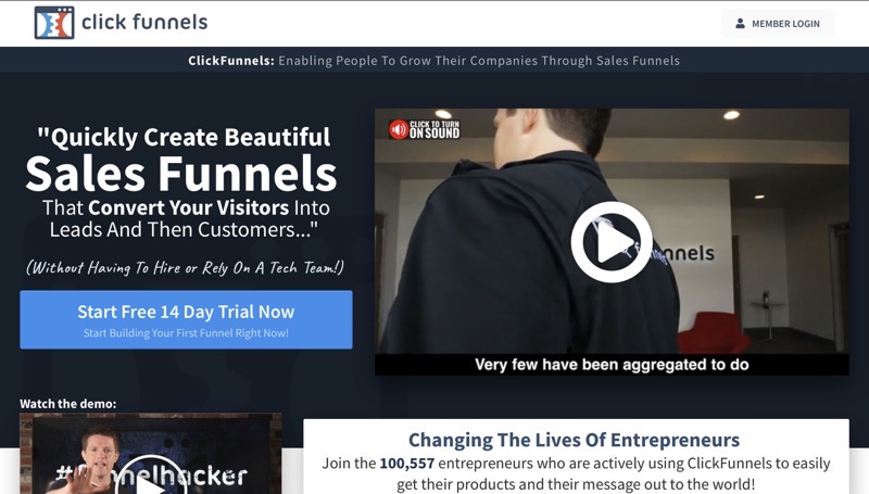 Clickfunnels homepage