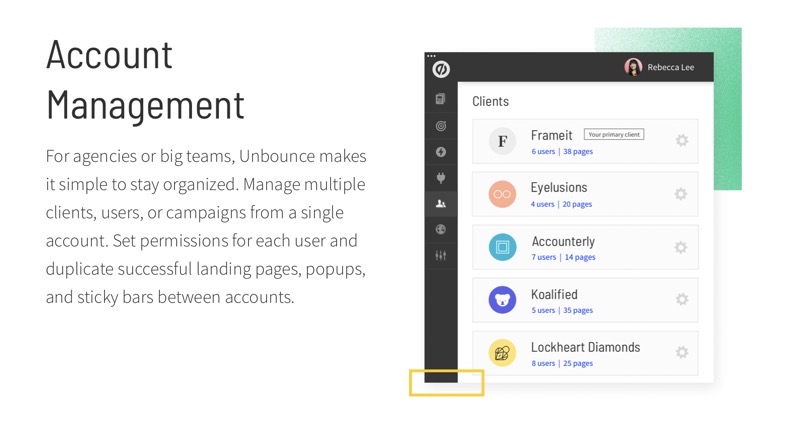 Unbounce account management