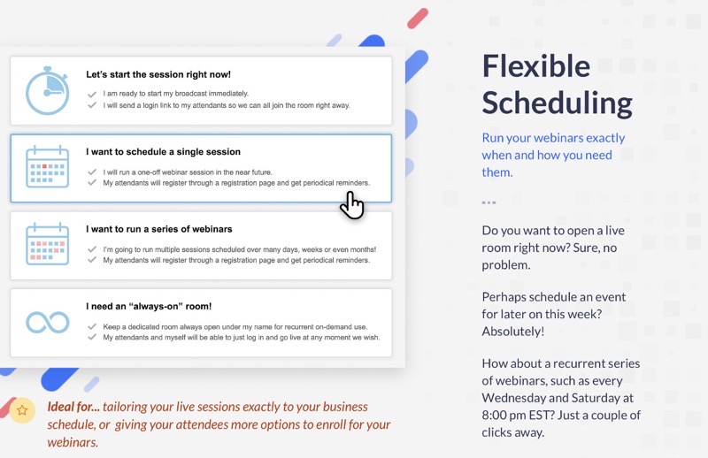 WebinarJam flexible scheduling 
