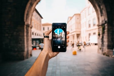 Picture of a person holding a phone