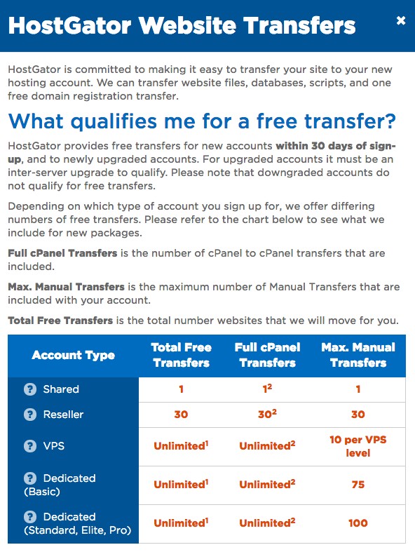 HostGator website transfer 