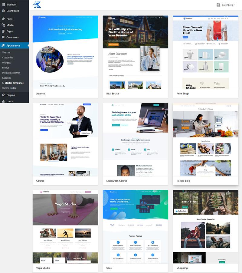 Kadence templates