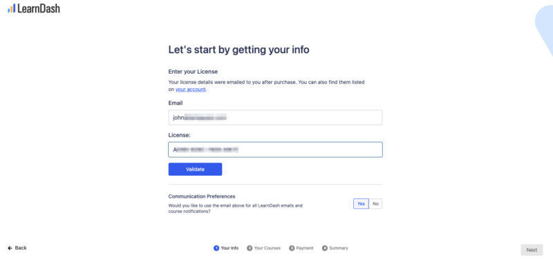 learndash signup page