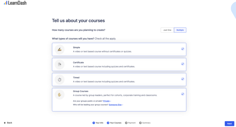 Learndash elementor course website 