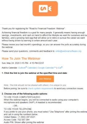 Webinar emails