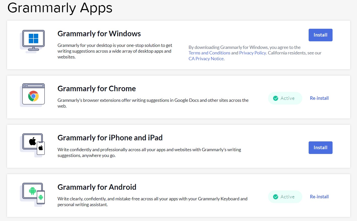 grammarly apps