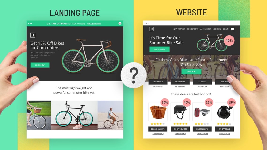 Landing page vs website page