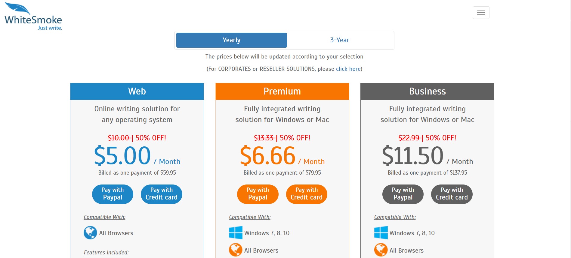 Whitesmoke pricing