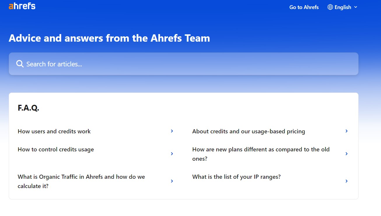 Ahrefs Customer Support