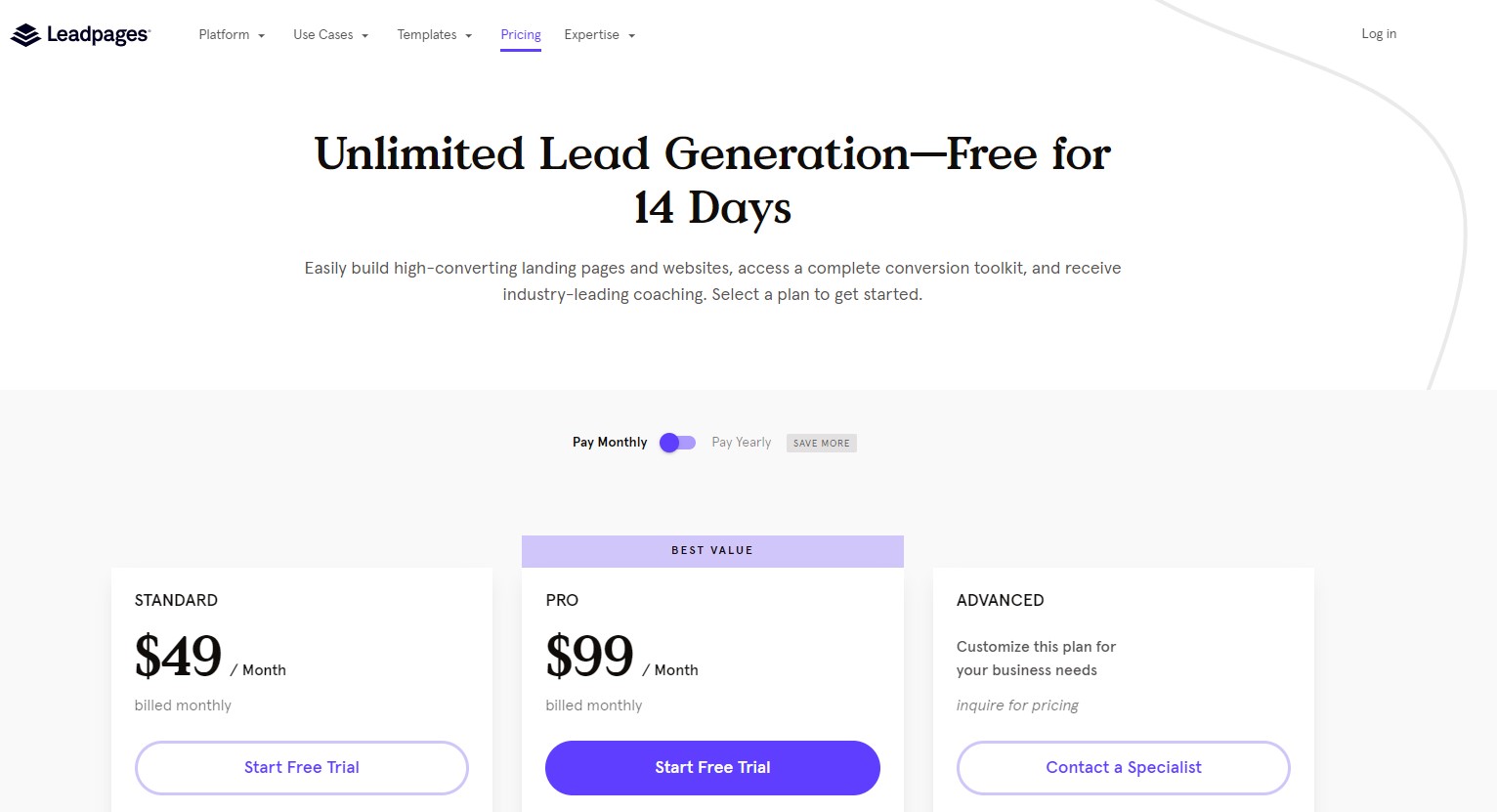 Leadpages pricing