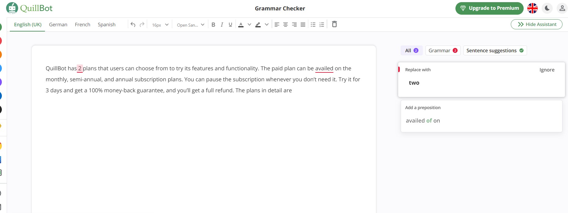 Grammar checker