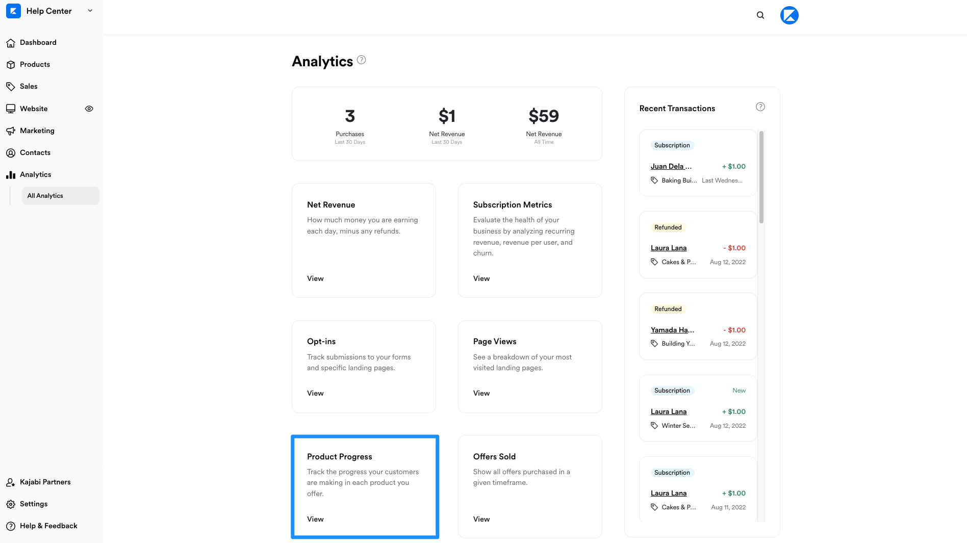 Kajabi progress tracking