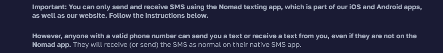 nomad texting app