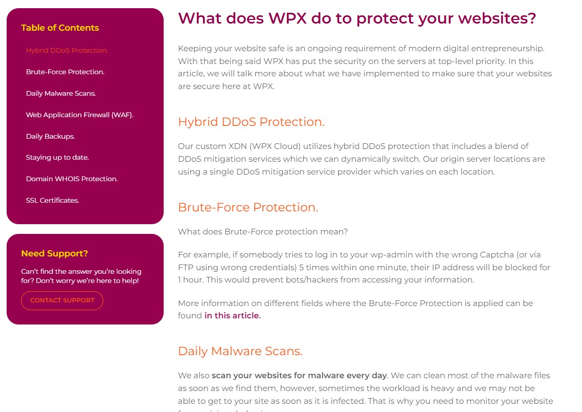 wpx hosting security features