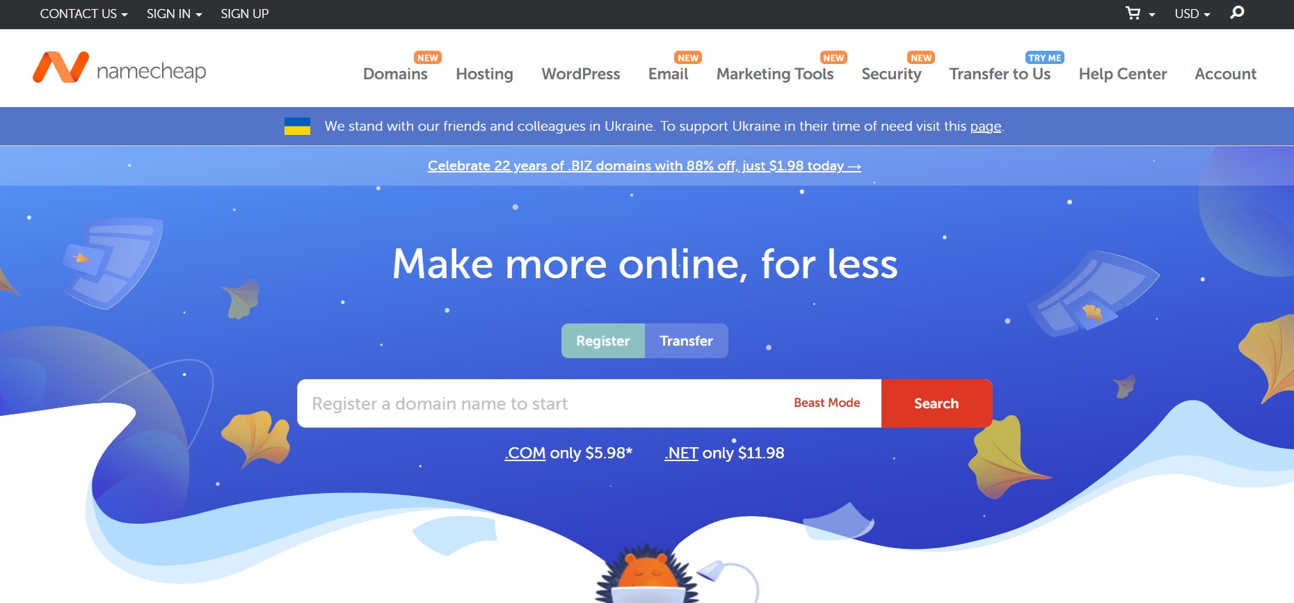 Namecheap homepage