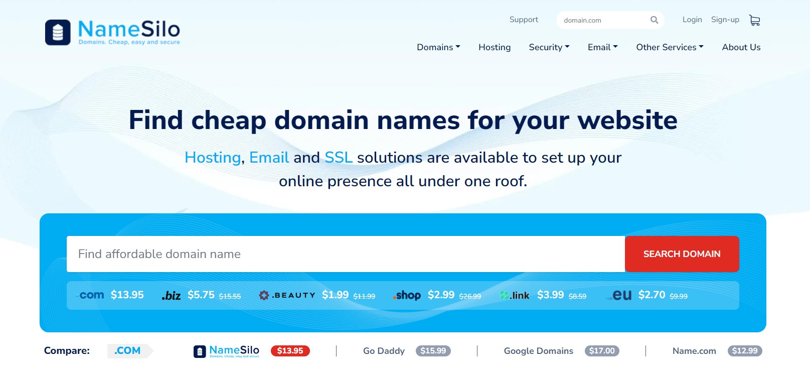 namesilo homepage