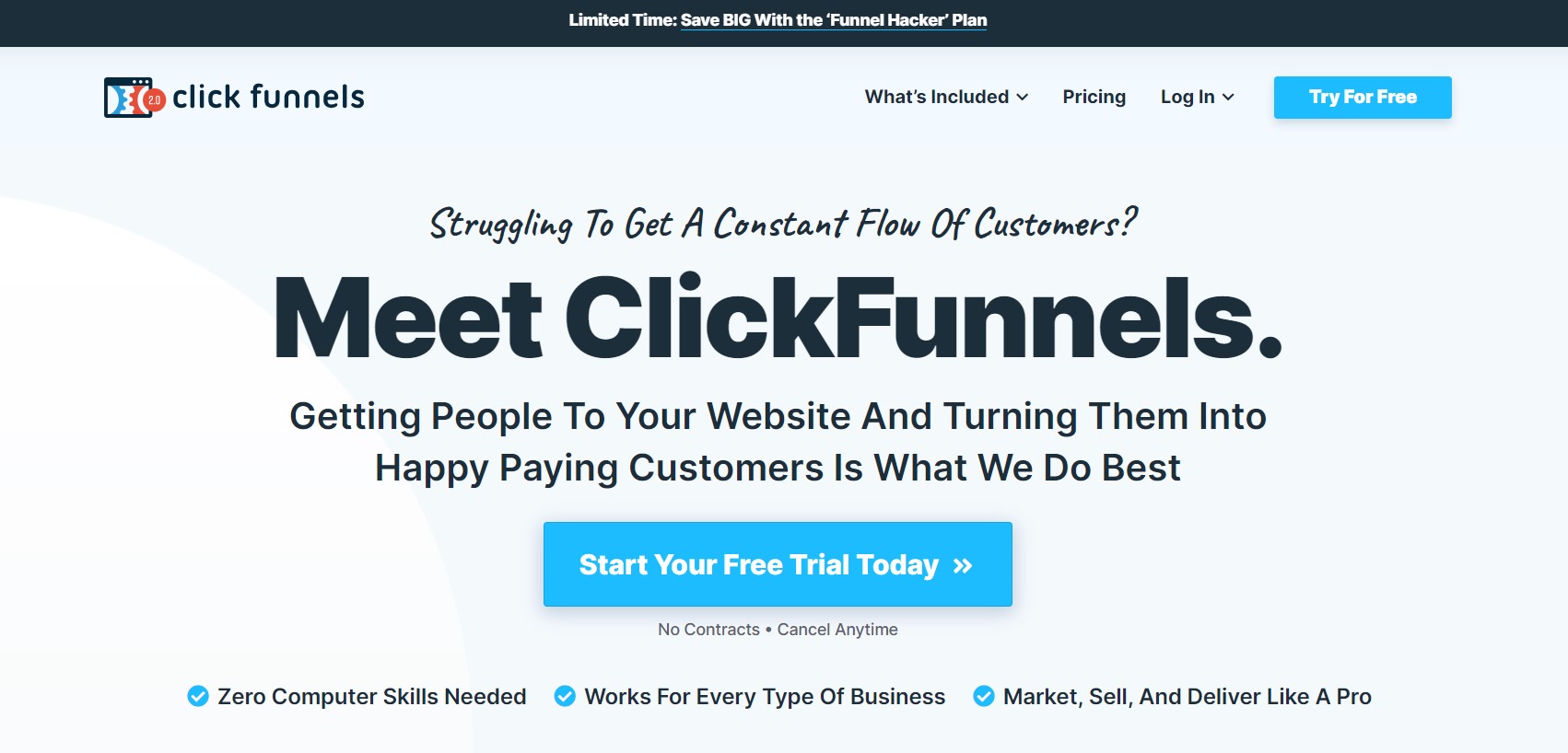 clickfunnels homepage