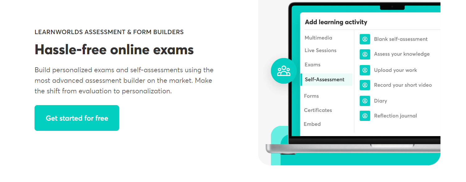 learnworlds assessment and form builders