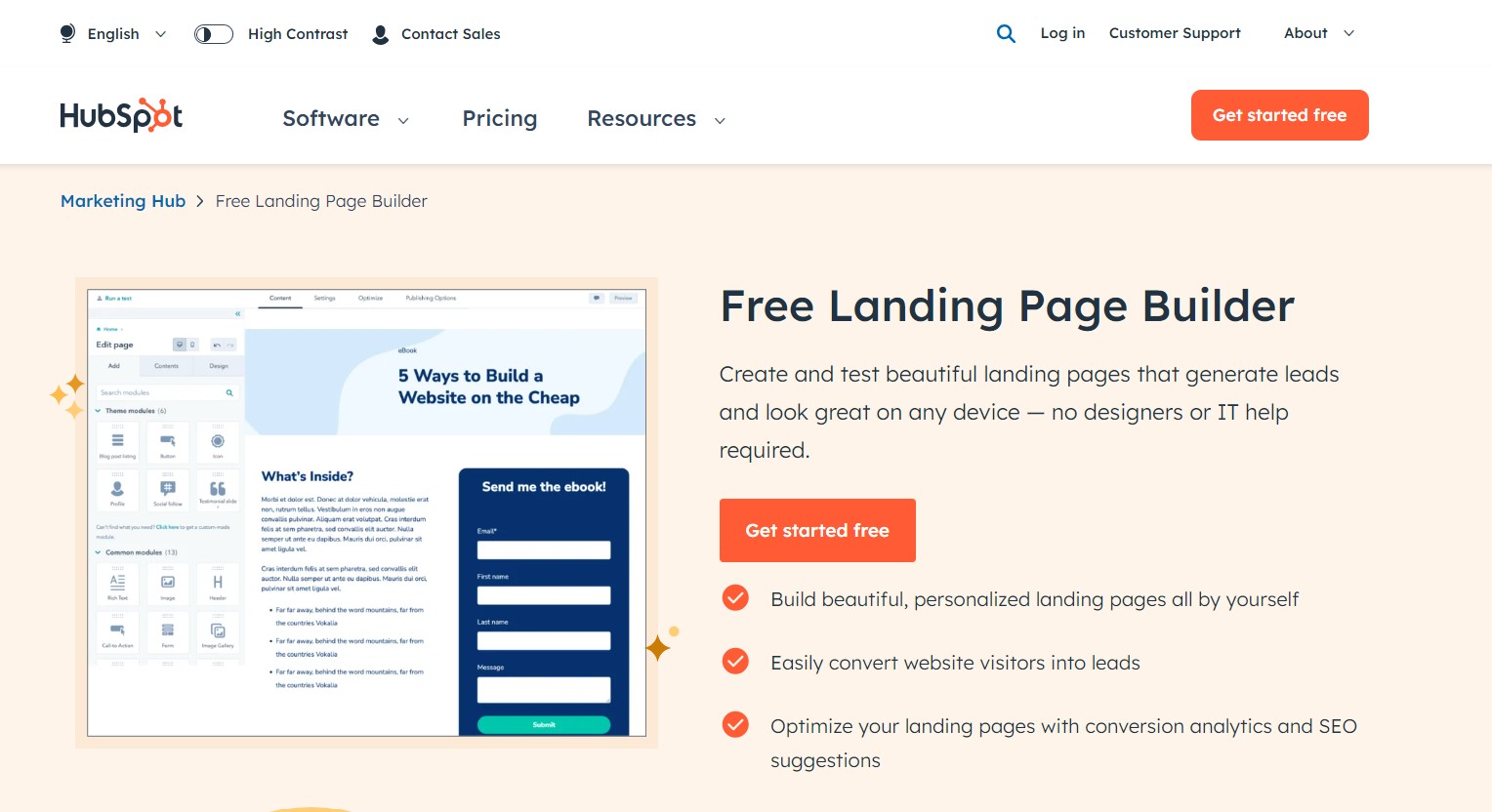 free landing page builder