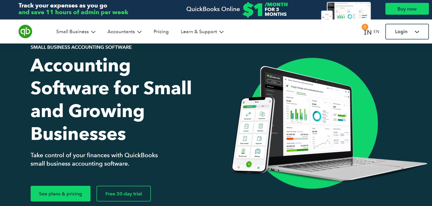 Quickbooks homepage