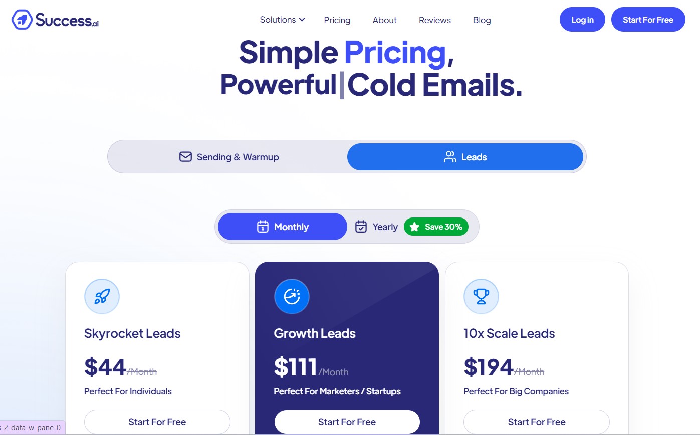 leads pricing plan