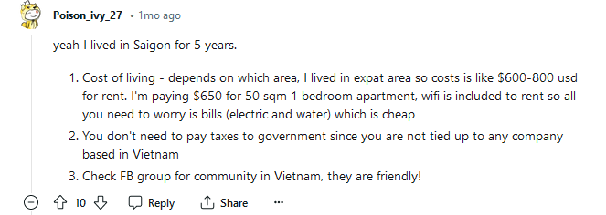 Here’s what a Redditor had to say about Ho Chi Minh City (formerly known as Saigon)